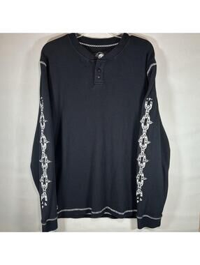 Lurking Class Shirt Mens XL Black/White Thermal Henley Long Sleeve Graphic Skull